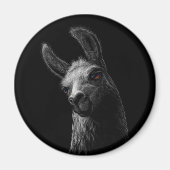 Portrait Head Niedlich Llama mit schwarzem Hinterg Magnet (Vorne)