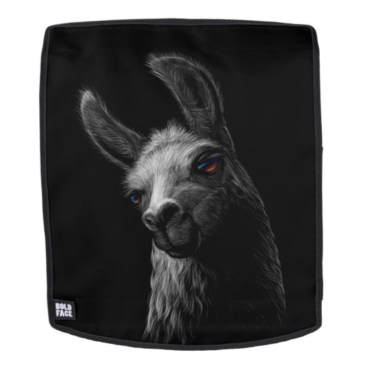 Portrait Head Niedlich Llama mit schwarzem Hinterg Rucksack (Abnehmbare Front)