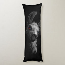 Portrait Head Niedlich Llama mit schwarzem Hinterg Seitenschläferkissen