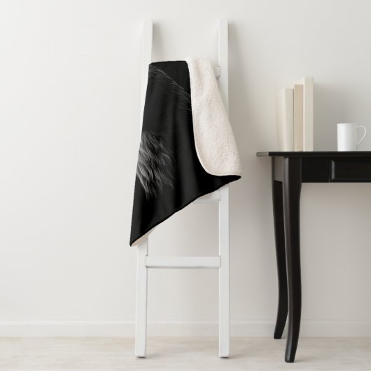 Portrait Head Niedlich Llama mit schwarzem Hinterg Sherpadecke (Beispiel)