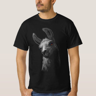 Portrait Head Niedlich Llama mit schwarzem Hinterg T-Shirt