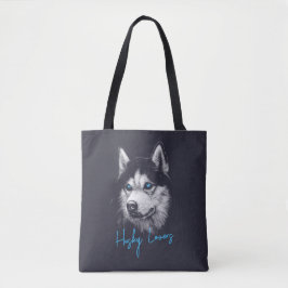 Portrait Head Siberian Husky With Blue Eyes Tasche