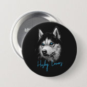 Portrait Head Siberischer Husky mit blauen Augen Button (Vorne & Hinten)