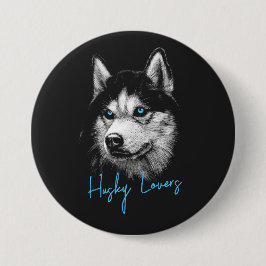 Portrait Head Siberischer Husky mit blauen Augen Button