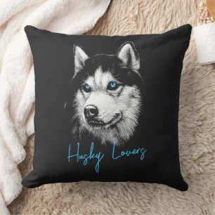 Portrait Head Siberischer Husky mit blauen Augen Kissen