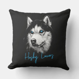 Portrait Head Siberischer Husky mit blauen Augen Kissen