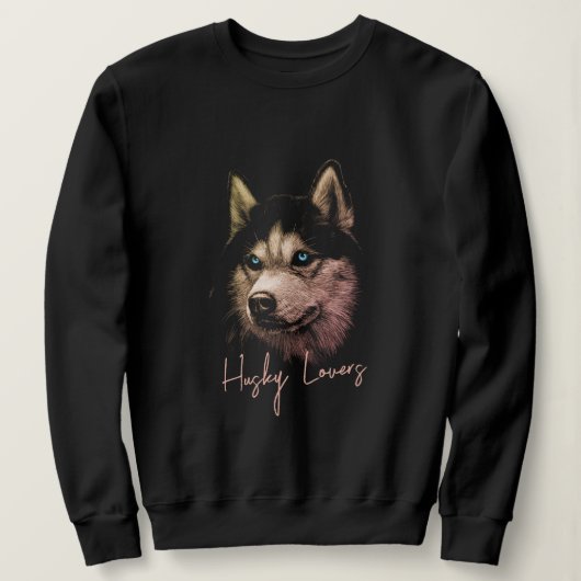 Portrait Head Siberischer Husky mit blauen Augen Sweatshirt (Design vorne)