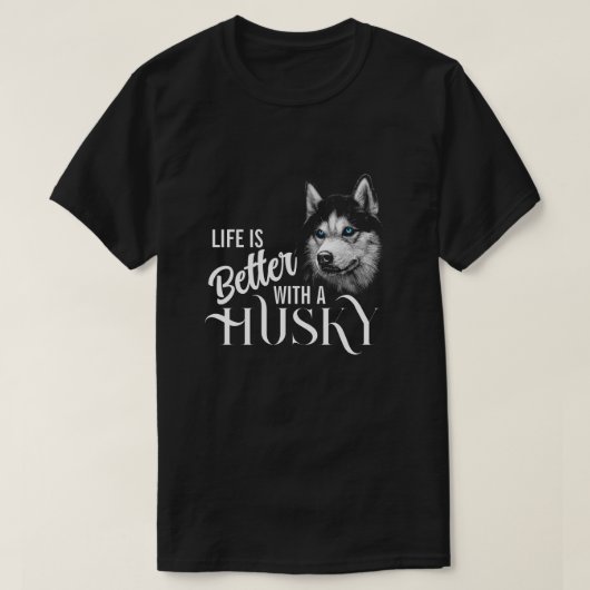 Portrait Head Siberischer Husky mit blauen Augen T-Shirt (Design vorne)