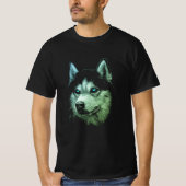 Portrait Head Siberischer Husky mit blauen Augen T-Shirt (Vorderseite)