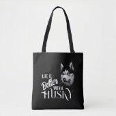 Portrait Head Siberischer Husky mit blauen Augen Tasche (Vorderseite)