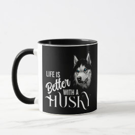 Portrait Head Siberischer Husky mit blauen Augen Tasse