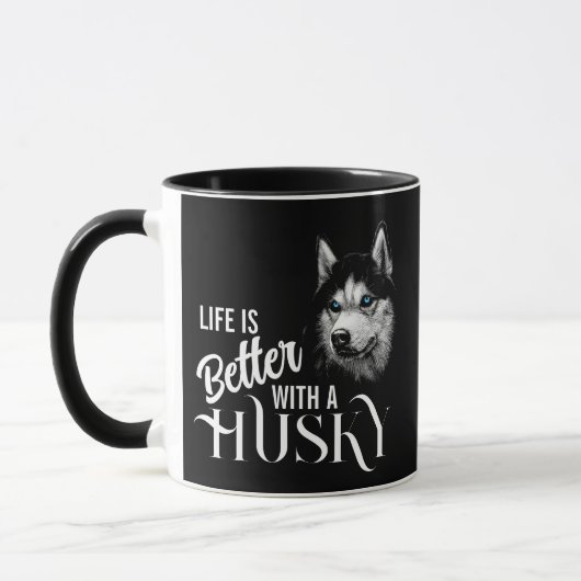 Portrait Head Siberischer Husky mit blauen Augen Tasse (Links)