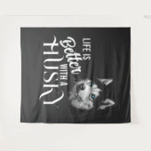 Portrait Head Siberischer Husky mit blauen Augen Wandteppich (Vorderseite (Horizontal))