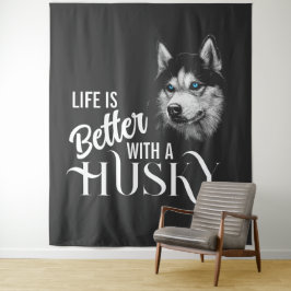 Portrait Head Siberischer Husky mit blauen Augen Wandteppich