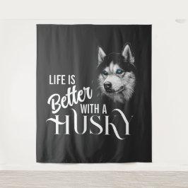 Portrait Head Siberischer Husky mit blauen Augen Wandteppich