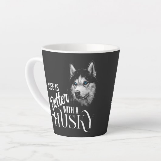 Portrait Head Sibirischen Husky mit blauen Augen T Milchtasse (Linke Ecke)