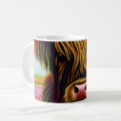 Portrait Highland Cow Art Kaffeetasse (Vorderseite Links)
