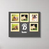 Portrait Hunde Foto Collage Monogramm auf grau Leinwanddruck (Vorderseite)