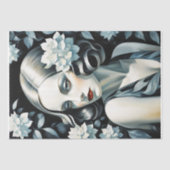 Portrait in Art Deco - Blau - Decoupage - Seidenpapier (Vorderseite)