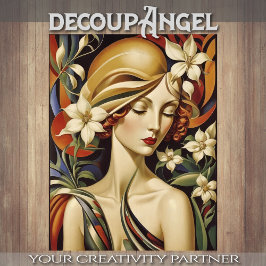 Portrait in Art Deco - Orange - Decoupage - Seidenpapier