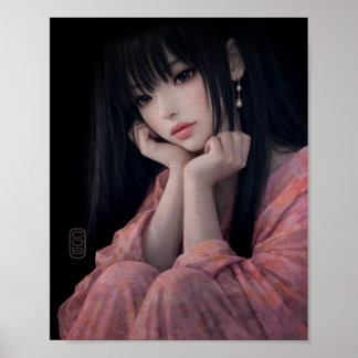 Portrait in Florals Print Poster