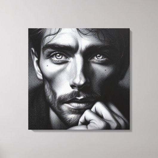 Portrait in Graphit: Der Silent Storyteller Leinwanddruck (Vorderseite)