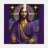 Portrait Jesu Christi Weihnachten Ornament Aus Glas (Rückseite)