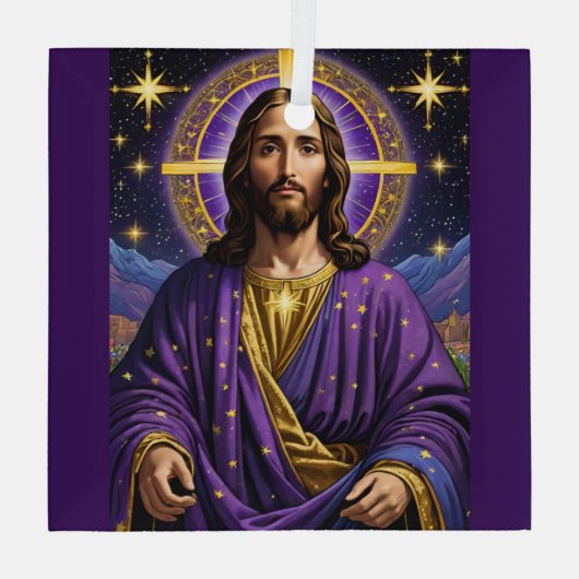 Portrait Jesu Christi Weihnachten Ornament Aus Glas (Rückseite)