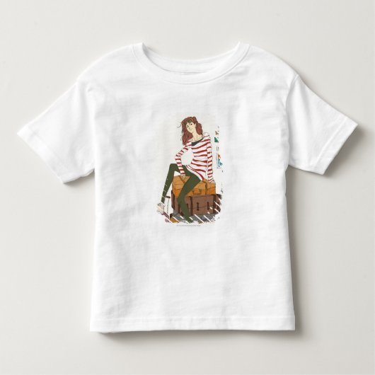 Portrait junger Frauen im Koffer Kleinkind T-shirt (Vorderseite)