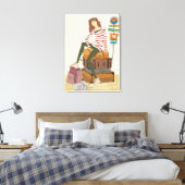 Portrait junger Frauen im Koffer Leinwanddruck (Insitu (Schlafzimmer))
