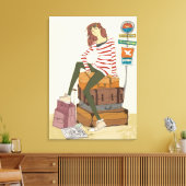 Portrait junger Frauen im Koffer Leinwanddruck (Insitu (Wohnzimmer))