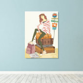 Portrait junger Frauen im Koffer Leinwanddruck (Insitu (Holzboden))