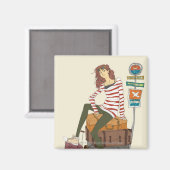 Portrait junger Frauen im Koffer Magnet (Vorderseite/Rückseite)
