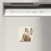 Portrait junger Frauen im Koffer Magnet (In Situ (Geschirrspüler))