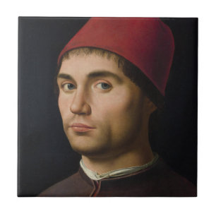 Portrait Man Antonello Messina Malerei Art vintag Fliese