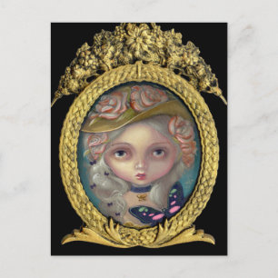 "Portrait mit einem Flower Hat"-Postkarte Postkarte