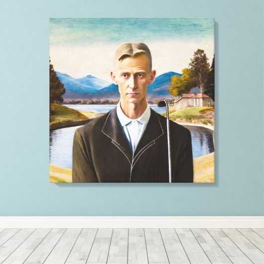 Portrait mit Wedge - Stretchierte Leinwand (Insitu (Holzboden))