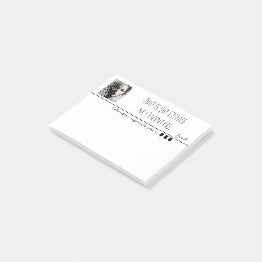 Portrait noir blanc pixel art post-it klebezettel (angewinkelt)