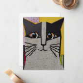 Portrait of a Cat Collage Art Mitteilungskarte (Vorderseite/Rückseite Beispiel)