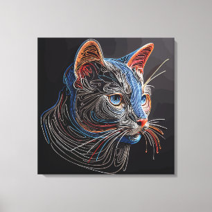 Portrait of a Cat's Face - AI generiert Leinwanddruck