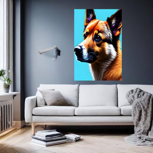 Portrait of a Icelandic Sheepdog | AI Art Poster