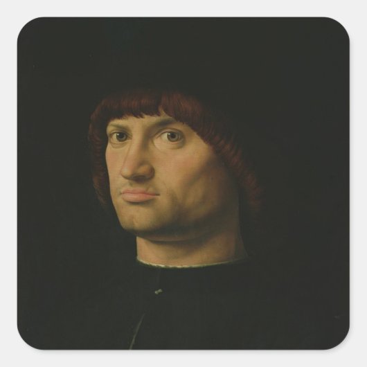 Portrait of a Man, oder The Condottiere, 1475 (Öl Quadratischer Aufkleber (Vorderseite)