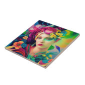 Portrait of a Woman Adorned with Flowers Fliese (Seite)