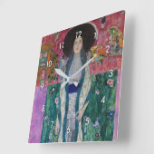Portrait of Adele Bloch Bauer, Gustav Klimt Quadratische Wanduhr (Winkel)