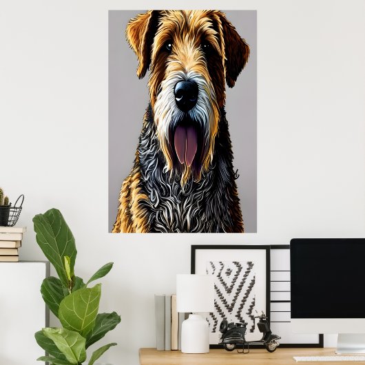 Portrait of an Airedale Terrier | AI Art Poster (Heimbüro)