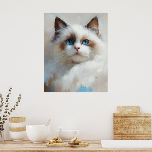 Portrait of an elegant Ragdoll Cat with blue eyes Poster (Küche)
