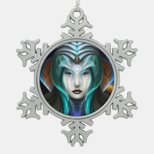 Portrait of Cyiria Pewter Snowflake Ornament