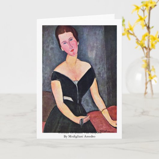 Portrait Of Dame Van Muyden By Modigliani Amedeo Karte (Gelbe Blume)