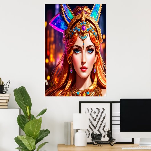 Portrait of Hera Greek Goddess | AI Art Poster (Heimbüro)