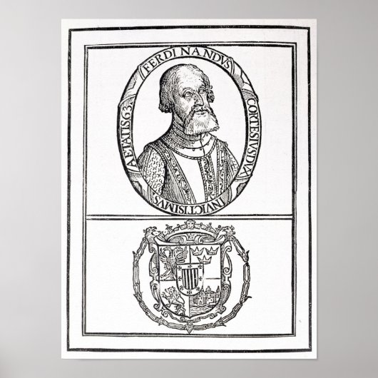 Portrait of Hernado Cortes  and his arms Poster (Vorne)